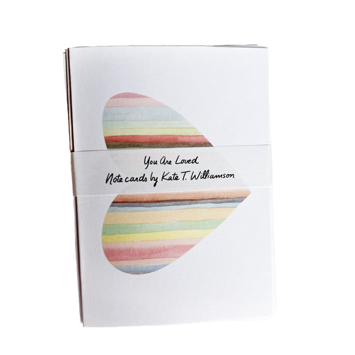 Watercolor striped heart note card set by Kate T. Williamson (perfect for Valentine's Day and thank-you notes)